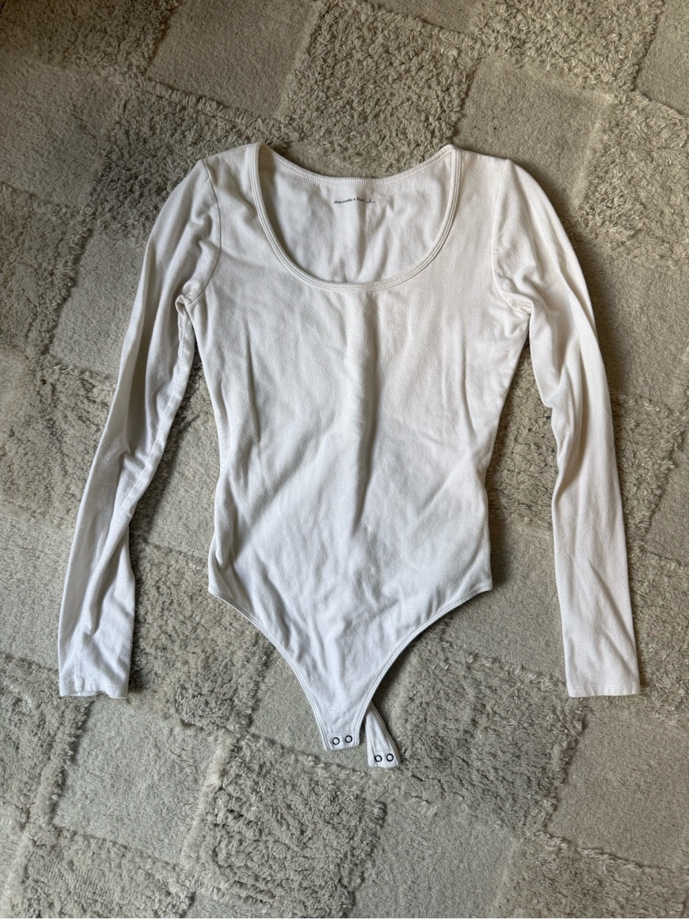 Abercrombie & Fitch White Long Sleeve Scoop Bodysuit